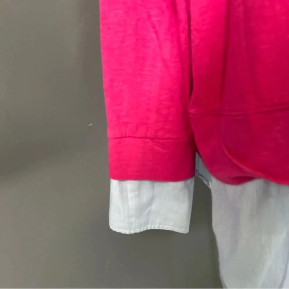 Tommy Hilfiger Women’s 1X Layered Collared Top Pink Blue Striped Preppy Casual - Picture 7 of 16